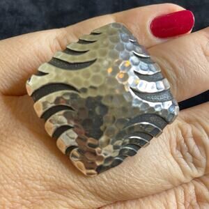 John Hardy Palu Macan Ring 26 Grams 1.25" MASSIVE Silver Square Ring jaguar
